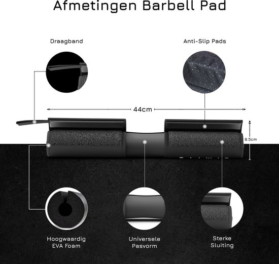 Breaking Limits Barbell Pad – Voor Squat & Hip Thrust – Nekbeschermer voor Halterstang –  Squat Pad/Kussen – Zwart