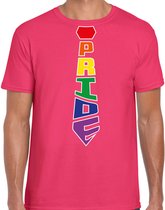 Bellatio Decorations Gay Pride shirt - pride stropdas - regenboog - heren - roze L
