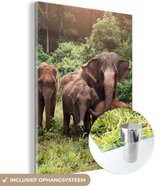MuchoWow® Peinture sur verre 90x120 cm - Peinture sur verre acrylique - Éléphant - Animaux - Forêt - Herbe - Vert - Photo sur verre - Peintures