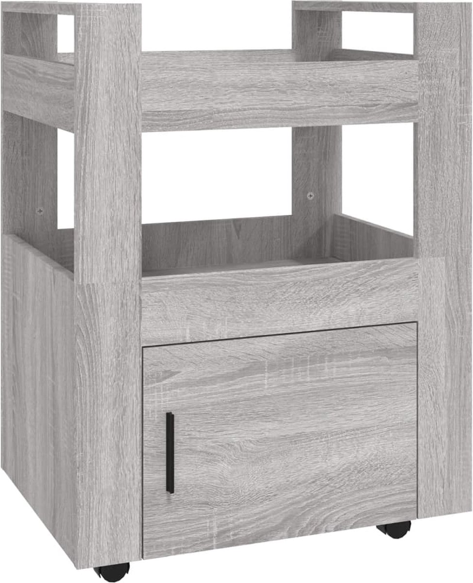 vidaXL - Keukentrolley - 60x45x80cm - bewerkt - hout - grijs - sonoma - eikenkleurig