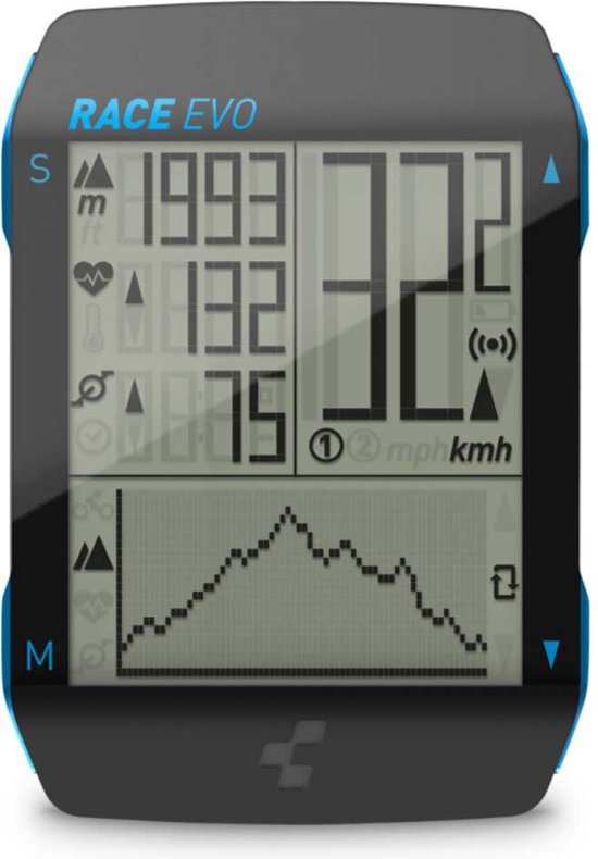 CUBE Ordinateur de vélo SL Evo - Compteur kilométrique de vélo - Fréquence cardiaque et cadence - Température - Avec système de montage - Sans fil - Zwart