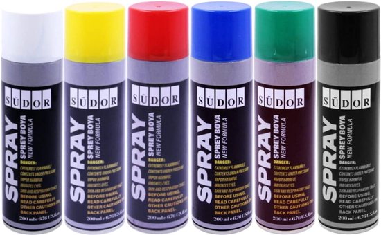 Spray paint set 6 couleurs à 200 ml Peinture graffiti à séchage