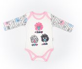 3 delige set - 62/68 roze Baby rompertje met lange mouwen "Funny" - broekje - muts - maat 62 68 74 rozeoranje - baby kleding