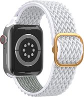 Nylon bandje - geschikt voor Apple Watch Series 1/2/3/4/5/6/7/8/9/SE/SE 2 met case size 38 mm / 40 mm / 41 mm - wit