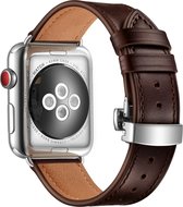 Leren bandje - geschikt voor Apple Watch Series 1/2/3/4/5/6/7/8/Ultra/Ultra 2/SE met case size 42 mm / 44 mm / 45 mm / 49 mm - donkerbruin