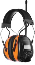 Woegel Oreillettes with FM RADIO - cache-oreilles avec BLUETOOTH - écran digital - batterie rechargeable - lecteur MP3 - Appeler - protection auditive - Ergonomique - Oranje