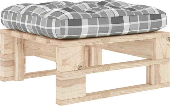 Pouf-Table Basse En Bois De Palette 60x60x25 Cm - VidaXL - Gris - Pour Jardin Ou Salon