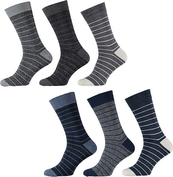 Chaussettes Homme - 6 Paires - Rayures - Zwart/ Marine 43/46 pesail | bol.
