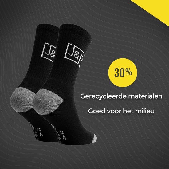 Jacob & Roy's 6 paires de Chaussettes de travail noires - Homme - Taille 35-38 - Sans couture