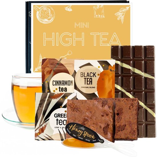 Mini High Tea pakket cadeau | Theepakket cadeau | Brievenbus cadeau | Thee brievenbuspakket | Met brownies cadeau geven