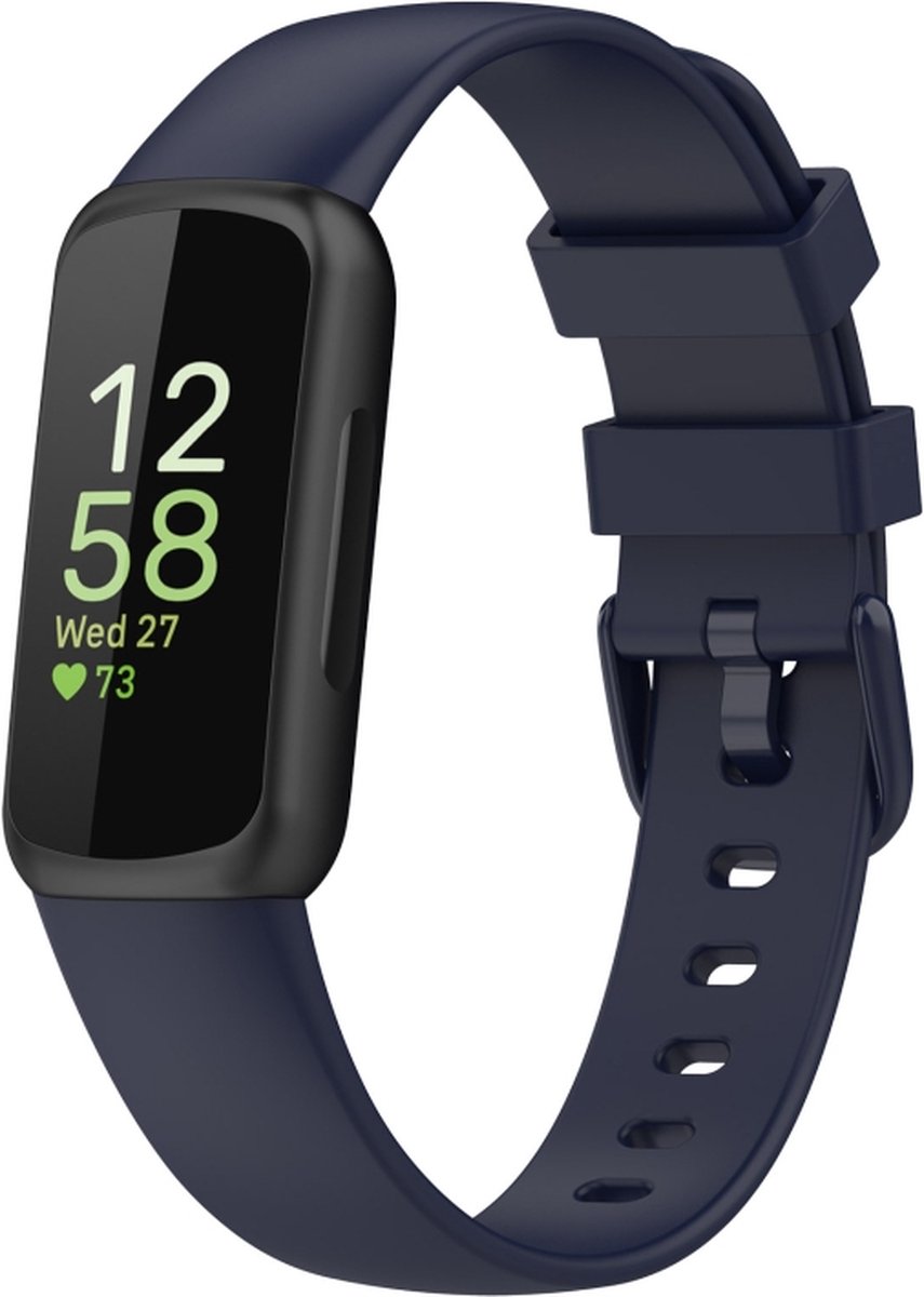 Siliconen bandje - geschikt voor Fitbit Inspire 3 - maat S/M - donkerblauw