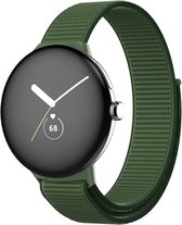 Nylon bandje - geschikt voor Google Pixel Watch / Pixel Watch 2 - donkergroen
