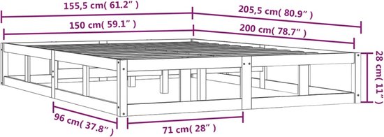 VidaXL Bedframe massief hout