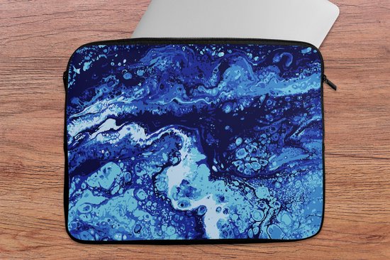 Housse pour ordinateur portable 17 pouces - Marbre - Blauw - Aquarelle - Housse pour ordinateur portable - Dimensions intérieures 42,5x30 cm