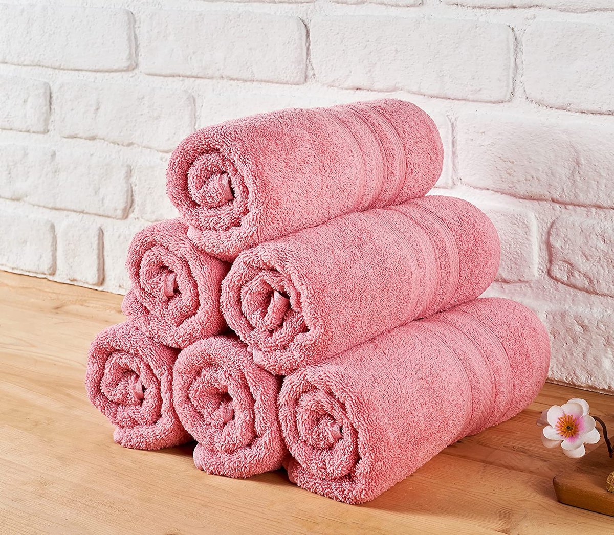 Lot de Serviettes de Bain 100% Coton Éponge 450gr,Lot de 3 Pièces,Bordure  Brodée Briebe Cor de rosa ICA BASIC