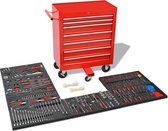 vidaXL - Gereedschapswagen - met - 1125 - gereedschappen - staal - rood