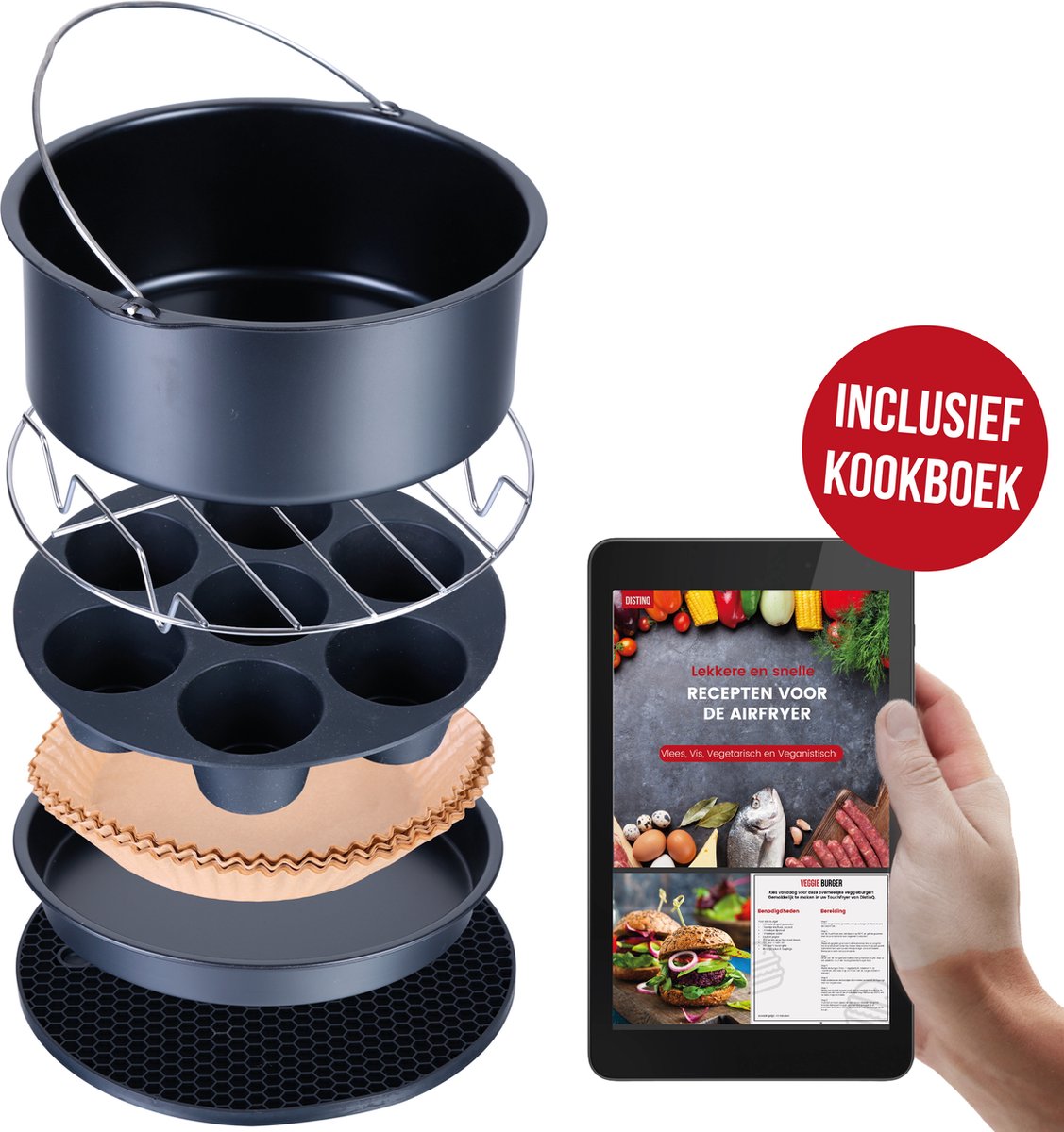 VAIVE Airfyer Accessoires de vêtements pour bébé XL et XXL ⌀ 20 cm pour la  friteuse à air chaud - Airfryer Lèchefrite - Airfryer - Accessoires adaptés