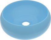 vidaXL - Wastafel - rond - 40x15 - cm - keramiek - mat - lichtblauw
