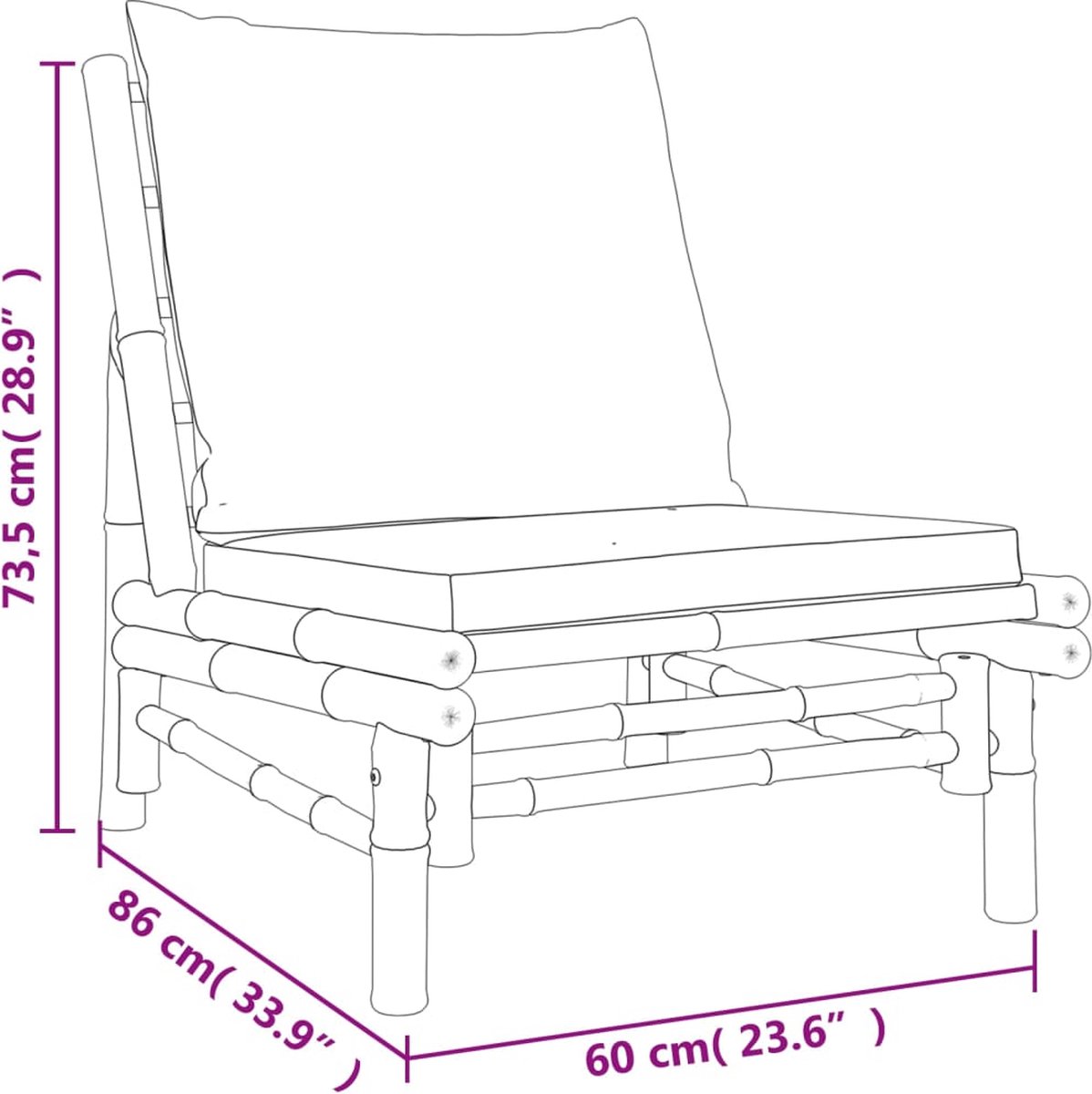 vidaXL 5-delige - Loungeset - met - kussens - bamboe - donkergrijs