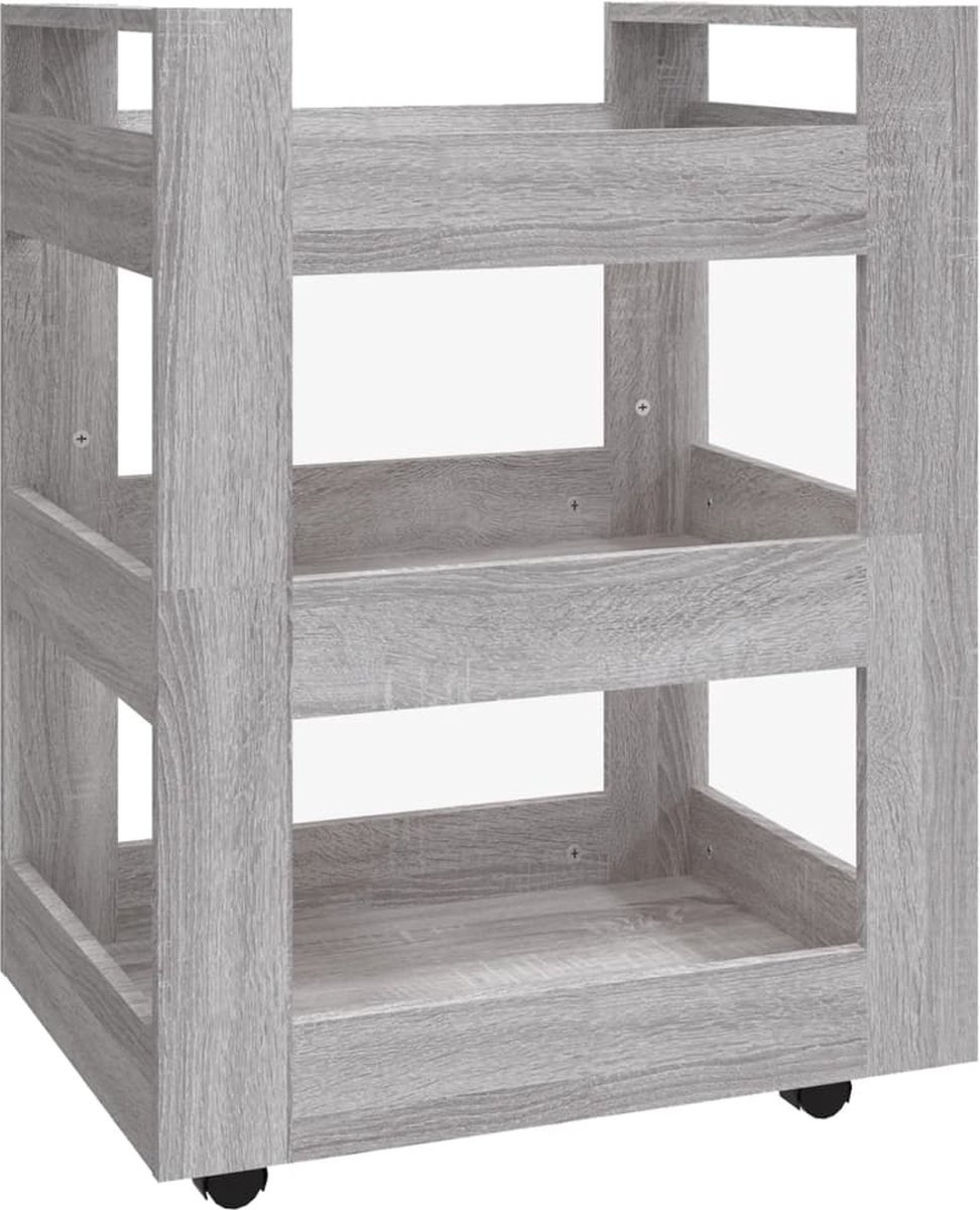 vidaXL - Keukentrolley - 60x45x80cm - bewerkt - hout - grijs - sonoma - eikenkleurig