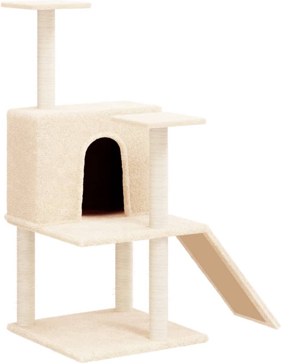 vidaXL – Kattenmeubel – met – sisal – krabpalen – 109 – cm – crèmekleurig