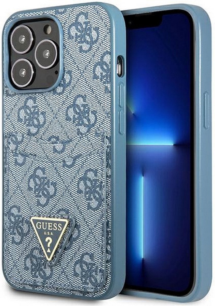 Guess 4G Double Card Back Case geschikt voor Apple iPhone 13 Pro (6.1") - Blauw