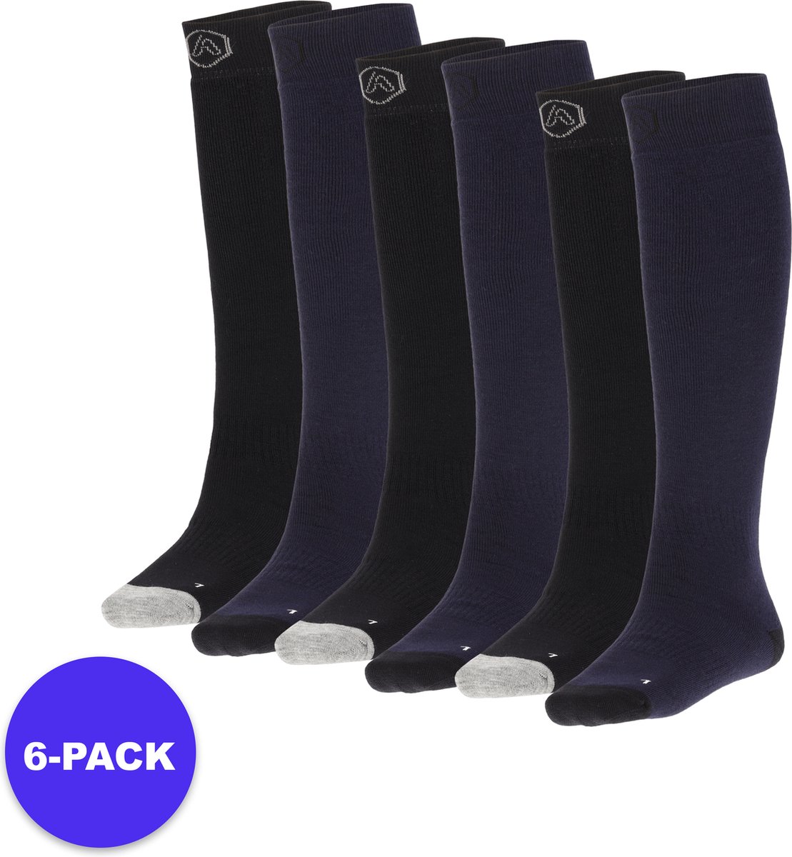 Apollo Sports Skisokken Unisex Badstof zool – 39/42 6-Pack Voordeelpakket Blauw