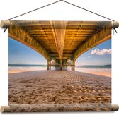 Textielposter - Pier - Strand - Zand - Zee - Water - 40x30 cm Foto op Textiel