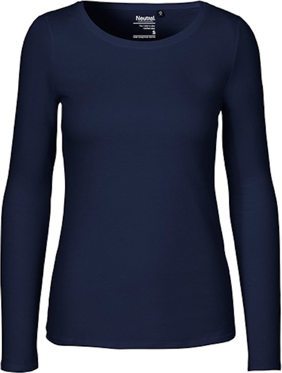 Ladies Long Sleeve T-Shirt met ronde hals Navy - S