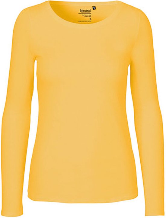 Ladies Long Sleeve T-Shirt met ronde hals Yellow - XS