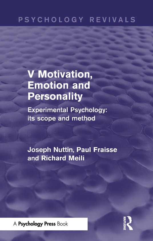 Experimental Psychology Its Scope and Method: Volume V - cover