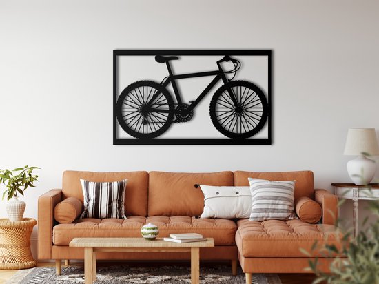 Wanddecoratie | Fiets / Bicycle | Metal - Wall Art | Muurdecoratie | Woonkamer | Buiten Decor |Zwart| 75x42cm