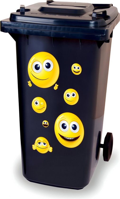 Feuille d'autocollants Kliko - Smiley - autocollant conteneur - autocollants poubelle - poubelle - CoverArt