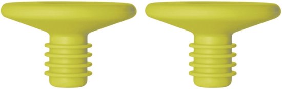 Twee groene siliconen wijnafsluiters.