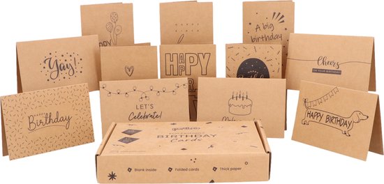 Partizzle 36x Duurzame Verjaardagskaarten met Envelop Set ...