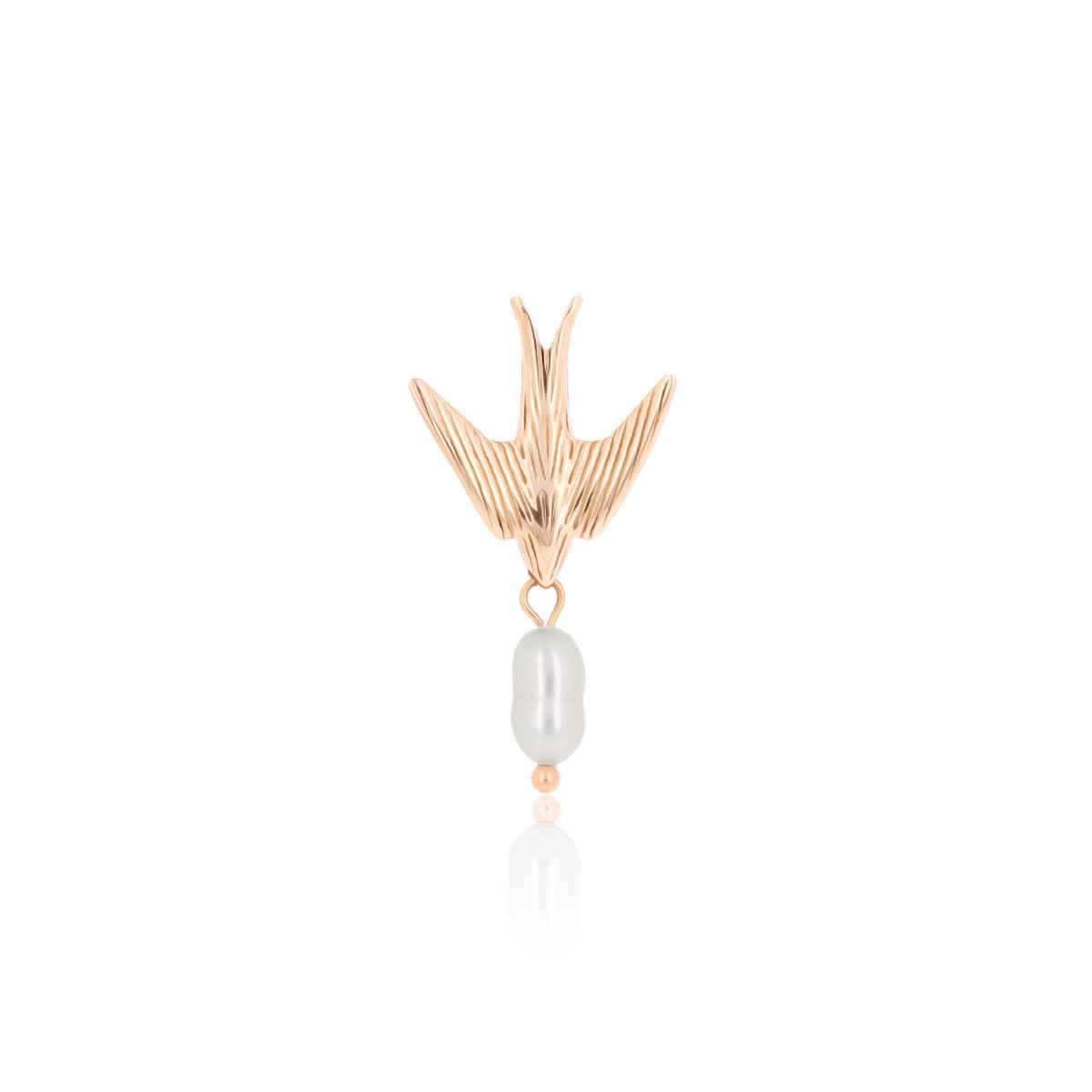 OOZOO Jewellery - Rosé goudkleurig/witte oorbel met een zwaluw - SE-3029