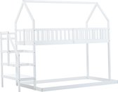 Bol.com Merax Stapelbed 90x200 & 120x200 - Kinderbed met Trap - Huisbed met Valbeveiliging - Wit aanbieding