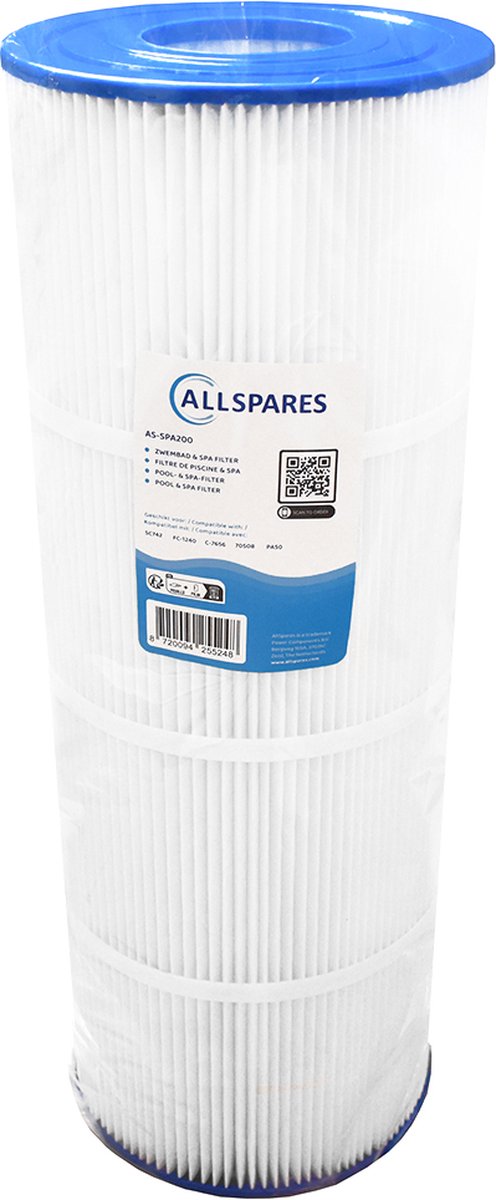 AllSpares Waterfilter voor Spa/Zwembad geschikt voor SC742 / 70508 / C-7656 (Ø178x495mm)