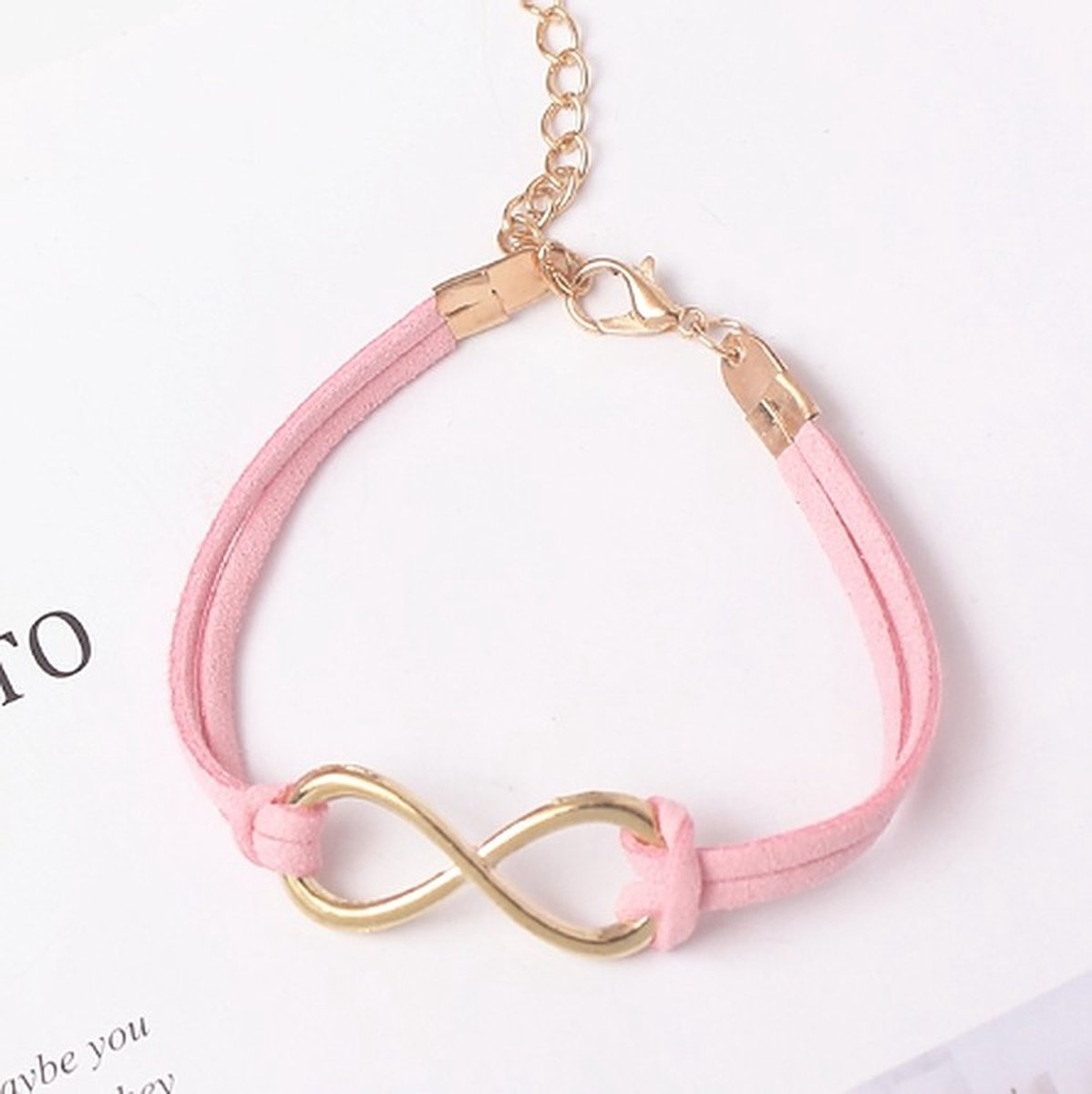 TVR-Wares® | Infinity armband roze touw | Klemsluiting | Verstelbare maat