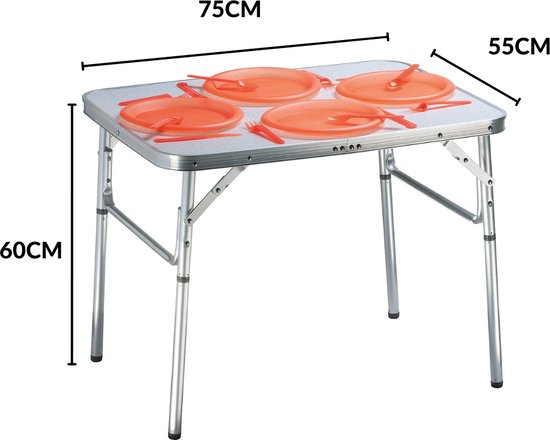 Navaris Bamboe Campingtafel - Groot Inklapbaar Campingtafeltje Met Opbergnet In Hoogte Verstelbaar Met Aluminium Frame Inclusief Draagtas