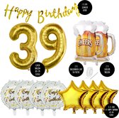 39 Jaar Verjaardag Cijfer ballon Mannen Bier - Feestpakket Snoes Ballonnen Cheers & Beers - Herman