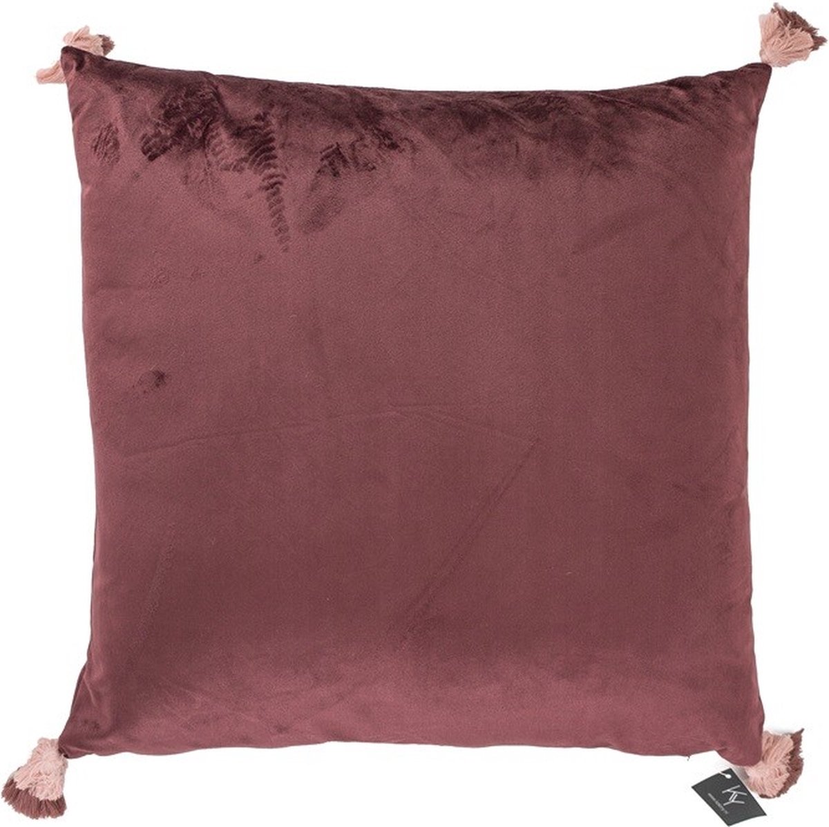 HomeBound by KY | Kussen velours kwastjes bordeaux | 45x45cm | kussen velours
