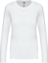 Damesshirt met lange mouwen en ronde hals White - L