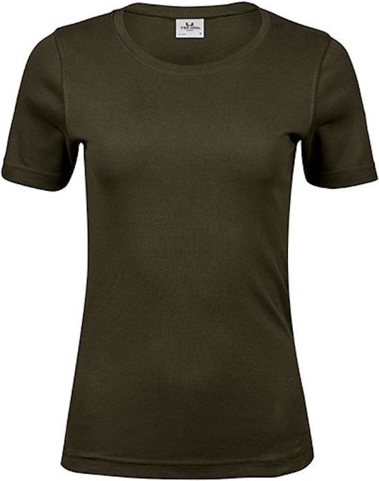 Women´s Interlock T-shirt met korte mouwen Dark Olive - S
