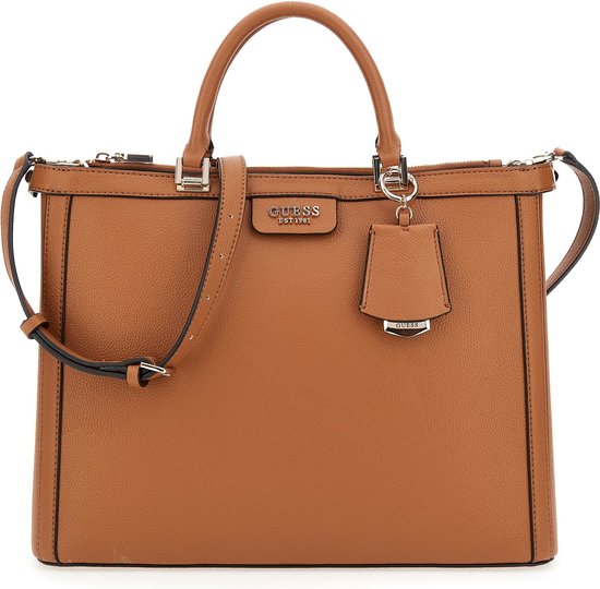 Guess Eco Angy Society Tote Dames Handtas Cognac One Size bol