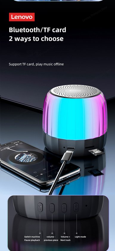 Lenovo Draadloze Speaker - Desktopluidspreker - Mini speaker - Disco Speaker - Kleine speaker - 