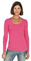 Lemon & Soda Bodyfit dames shirt lange mouwen - fuchsia roze - Dameskleding basic t-shirts - katoen/elasthan S