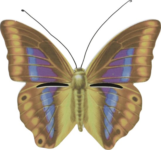 Maison papillon marron/jaune 20 cm - Décoration de jardin - Animal friendly - Hotel/ maison pour papillons