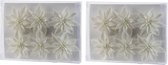 18x Kerstboomversiering witte glitter bloemen op steker - kerstboom decoratie - wit kerstversieringen
