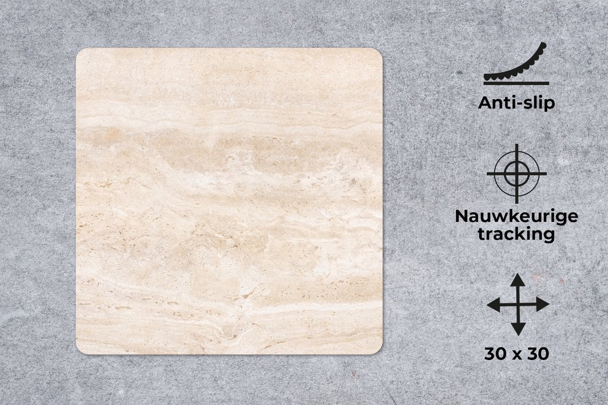 Muismat 30x30 cm - Mousepad Marmer - Stenen - Zand - Textuur - Muismatten